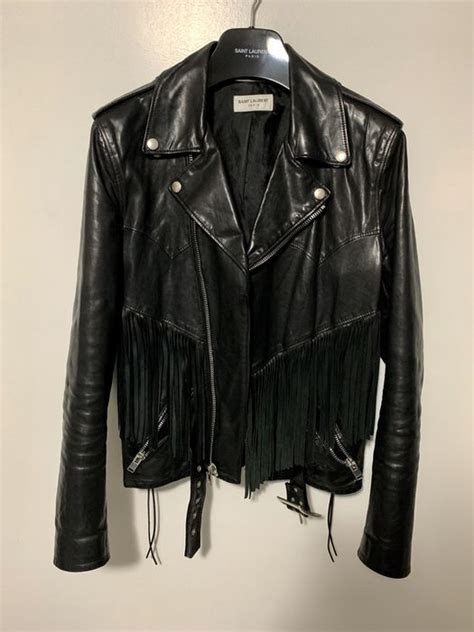 yves saint laurent fringed leather jacket|ysl leather jacket women's.